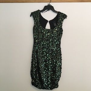 Perfect Party Dress | Green Sequins Bodycon Dress